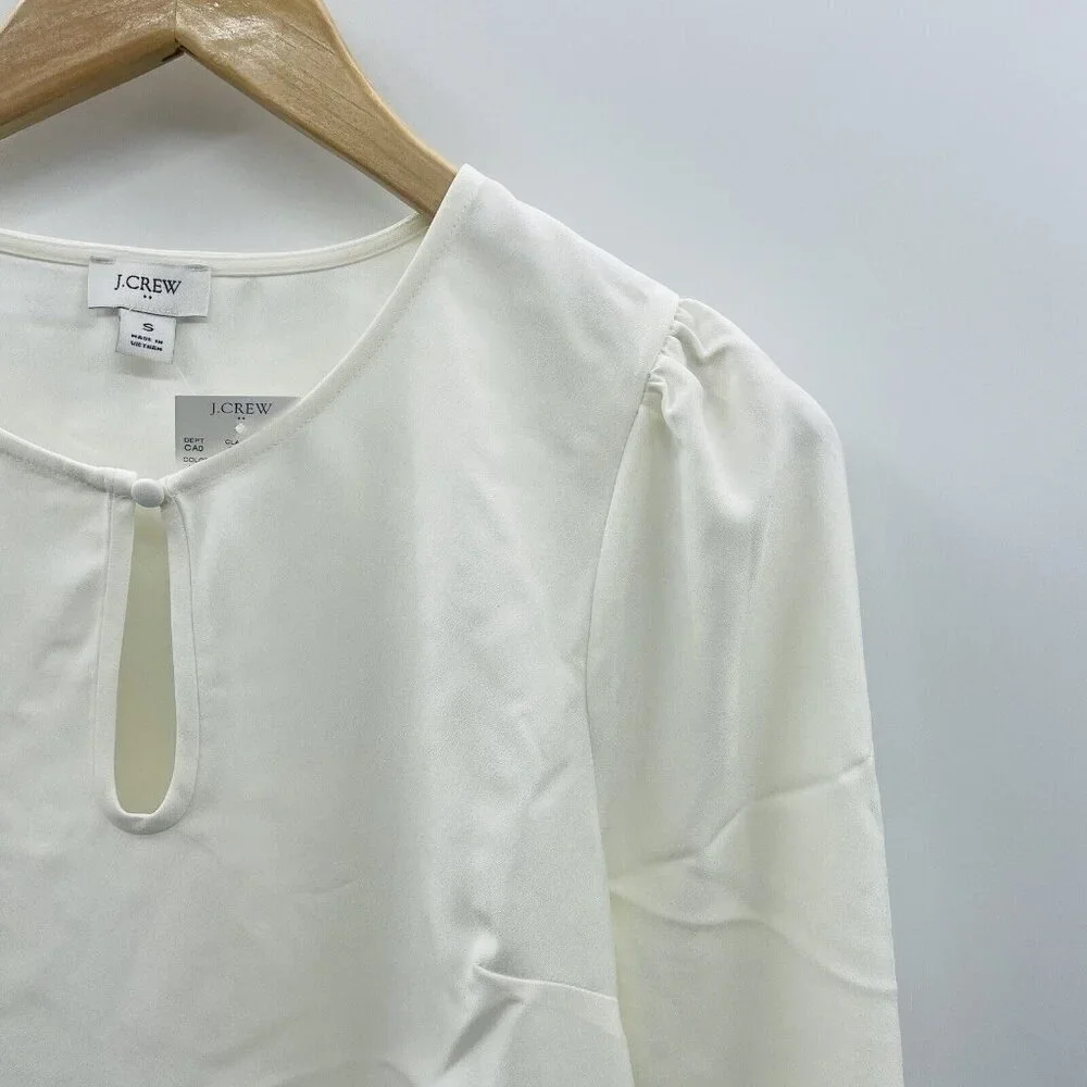 J Crew Factory Womens Size Small Long Sleeve Keyhole Top in‎ Ivory BT950 $79 637